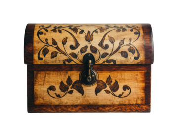 Elegant wooden box with intricate floral carvings, perfect for storage or decorative purposes in any setting.