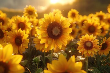 Fototapeta premium Snowflower field at sunrise UHD wallpaper