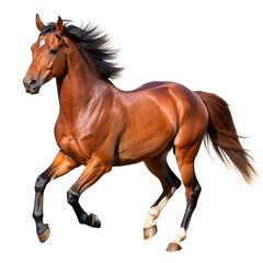 Obraz premium running brown horse isolated on transparent background cutout