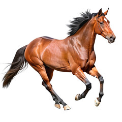 Obraz premium running brown horse isolated on transparent background cutout