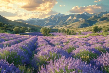 Fototapeta premium Vast lavender field purple flower UHD wallpaper