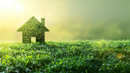 new home made up of green nature leaves, clean environment Mortgage loading and property document concept for real estate , small home with architect working with pen in blur background	
