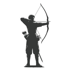 Fototapeta premium set of silhouettes of archery athletes with different poses, gestures. isolated on white background. vector illustration, silhouette of a archer , vector draw