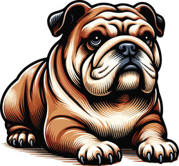 Bulldog silhouette color template design clipart