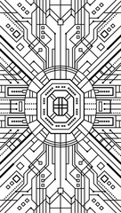 Abstract linear vector black and white futuristic techno background 