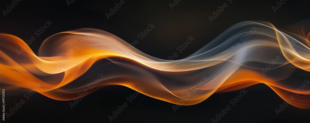 Wall mural abstract orange and white flowing wave pattern