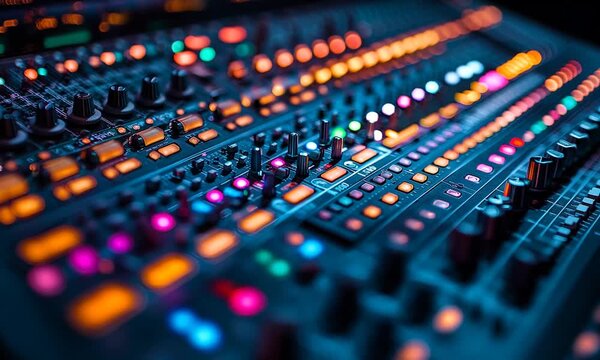 Sound recording studio mixing station with engineer oar music producer