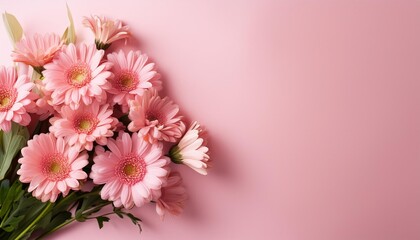 Fototapeta premium bouquet of pink flowers on a pink background