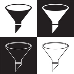 Funnel icon isolated on white and black. Vector illustration. EPS 10