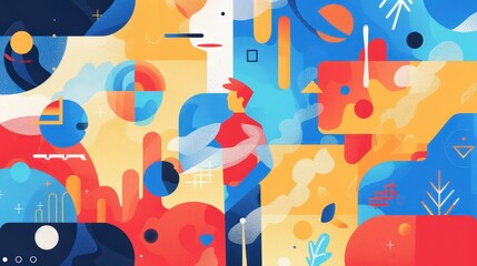 Obraz premium Imagine a banner for a tech conference. Describe the elements that convey innovation and the cutting-edge nature of the event.