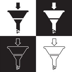 Funnel icon isolated on white and black. Vector illustration. EPS 10