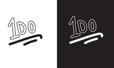 100 logo on  white and black background