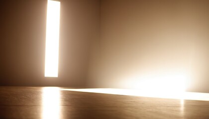 Soft sunlight filters through window, casting shadows on polished hardwood floor in clean, minimalist room 29