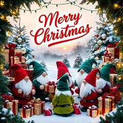 Santa Claus Merry Christmas Cute Gnome Christmas Wallpaper
