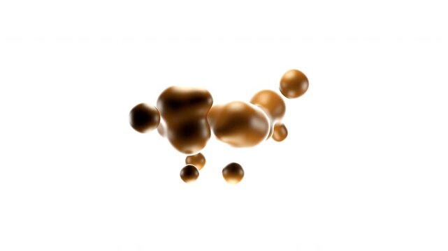 3D render of abstract animation liquid balls. Abstract morph brawn coffee cacao liquid form. 4k seamless loop animated template