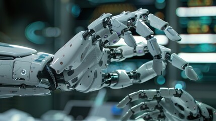 Fototapeta premium Imagine a futuristic technology that enables remote surgery performed by robotic hands controlled by skilled surgeons from thousands of miles away.