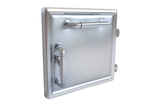 metal safe isolated on white