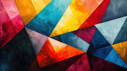 Fototapeta premium An abstract artwork featuring large, overlapping geometric shapes in a vivid, contrasting color scheme, creating a dynamic visual effect