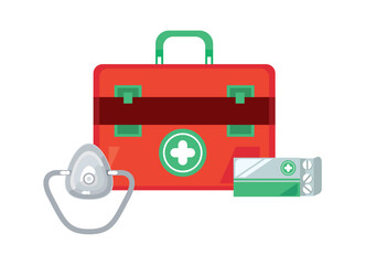first aid box with medical mask