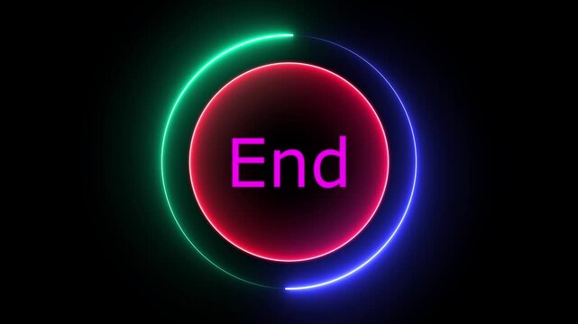 An "End" text icon typically displays the word "End" in bold, uppercase letters, often centered within a rectangular or rounded border. The design is simple, clear, and easy to read.