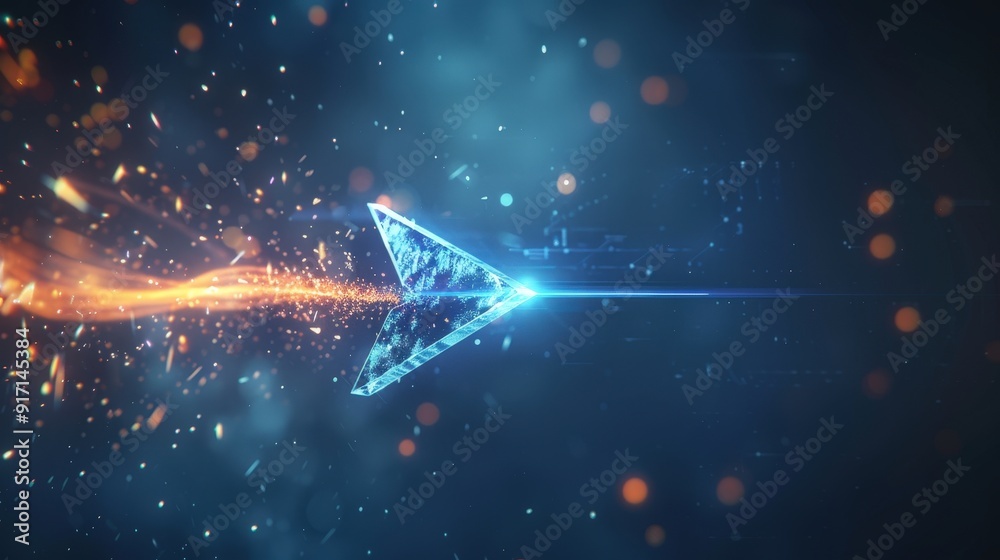 Poster imagine an animated arrow that changes direction smoothly. describe the animation and how it can be 