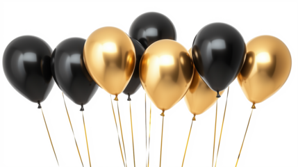 Gold and black party balloons, PNG, no background, transparent background