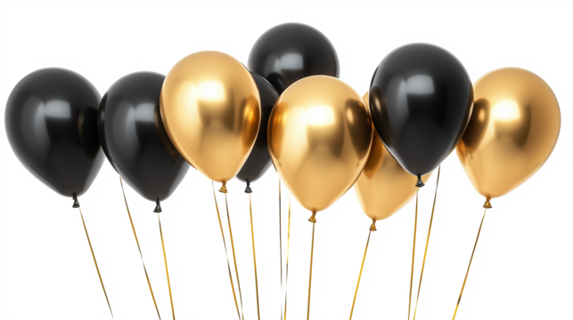 Gold and black party balloons, PNG, no background, transparent background