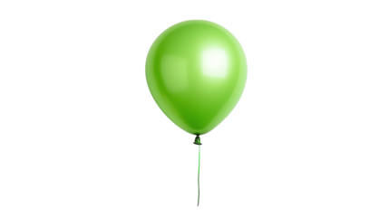 A bright green balloon floating gracefully on a transparent background, PNG, no background