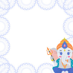 India Ganesh Chaturthi festival, cartoon vector illustration with cute elephant