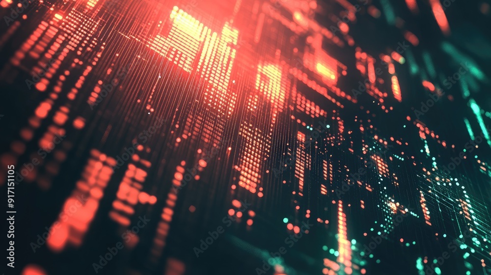 Poster abstract tech background with digital network patterns and glowing effects from a top perspective