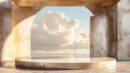 Empty Product Podium with Luxurious Backdrop for Advertising and Presentation