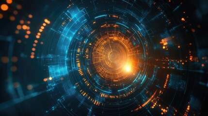 Obraz premium Futuristic abstract background with communication technology elements and glowing effects