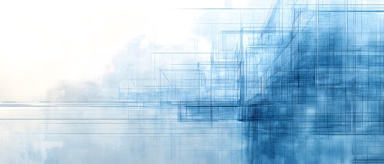 Obraz premium Blueprint on Graph Paper texture background, a blueprint-inspired paper texture, can be used for printed materials like brochures, flyers, business cards