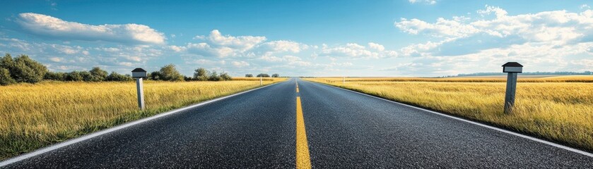 Fototapeta premium Simple vector of a road with milestones