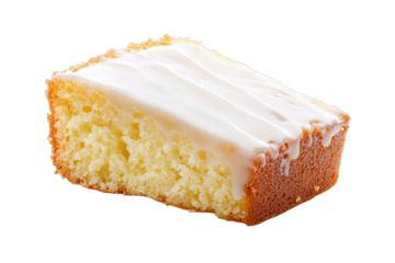 A delicious slice of cake with a smooth icing on top, perfect for dessert lovers and special occasions.