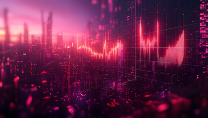 Fototapeta premium candlestick chart background with grid lines and financial symbols stock trading. Stock market analysis, Financial data visualization, and price movement. Economic forecasting design