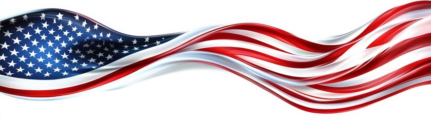 Vibrant American Flag Banner on White Background Perfect for Digital Designs