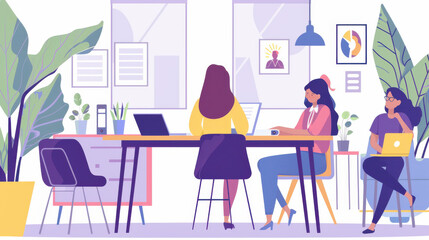 Female leader guiding a creative project in a modern office