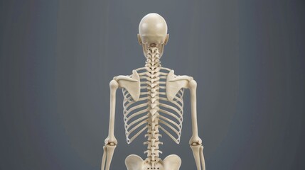 Diagram showing the spine in the skeletal system.