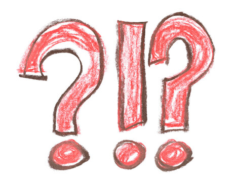 Naklejki Hand draw question mark and exclamation mark, chalk sketching isolated on white 