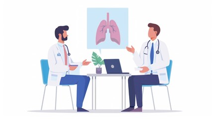 Obraz premium A doctor explaining the respiratory system to a patient.