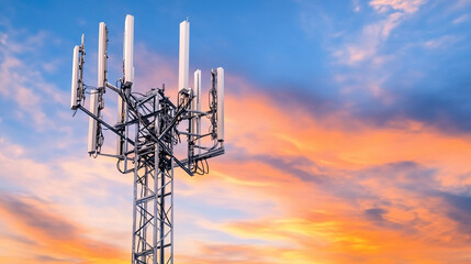 futuristic background featuring a global network symbolizing 5G technology. The image represents the interconnectedness of the digital world, highlighting innovation and advanced communication systems