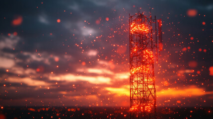 futuristic background featuring a global network symbolizing 5G technology. The image represents the interconnectedness of the digital world, highlighting innovation and advanced communication systems