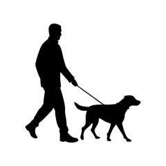 Man walking with dog vector silhouette