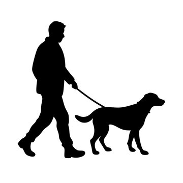 recommend clip art: Man walking with dog vector silhouette