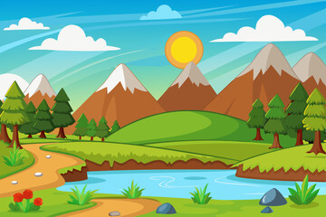 Obraz premium Nature landscape vector illustration