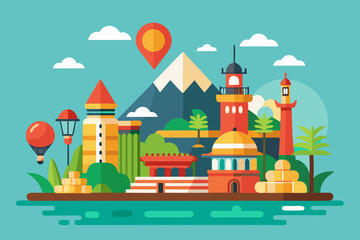 tourism Background Flat design vector illustration