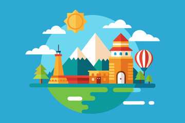 tourism Background Flat design vector illustration