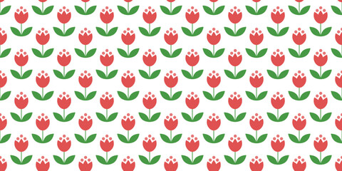 Floral vector pattern red and white, tulip background design