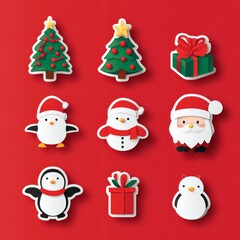 Set of Christmas illustration stickers decorations and decor isolated on background